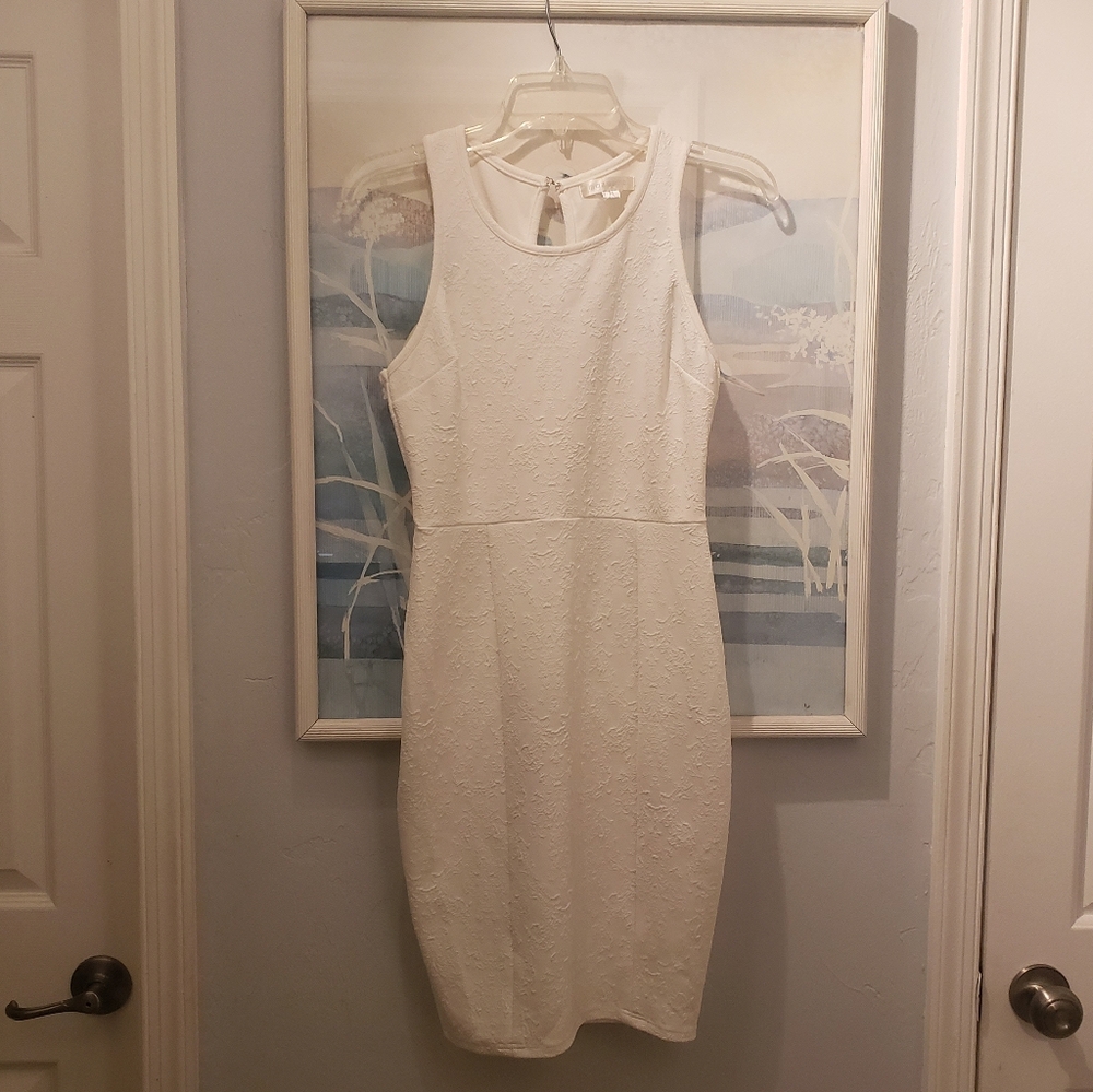 Mazooma Womens Sheath Dress White  Stretch Sleeveless M